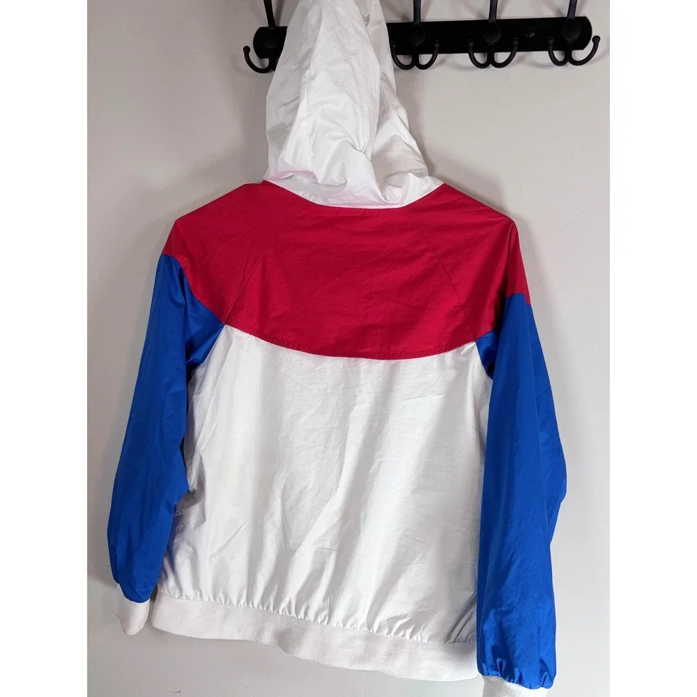 Nike Kids Windrunner Jacket Red White Blue Colorblock Hooded Windbreaker Medium